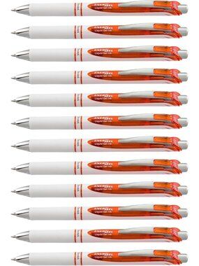 Vibrant Orange Liquid Gel Pens, 0.7mm Metal Tip, Medium Line, 12 Pack